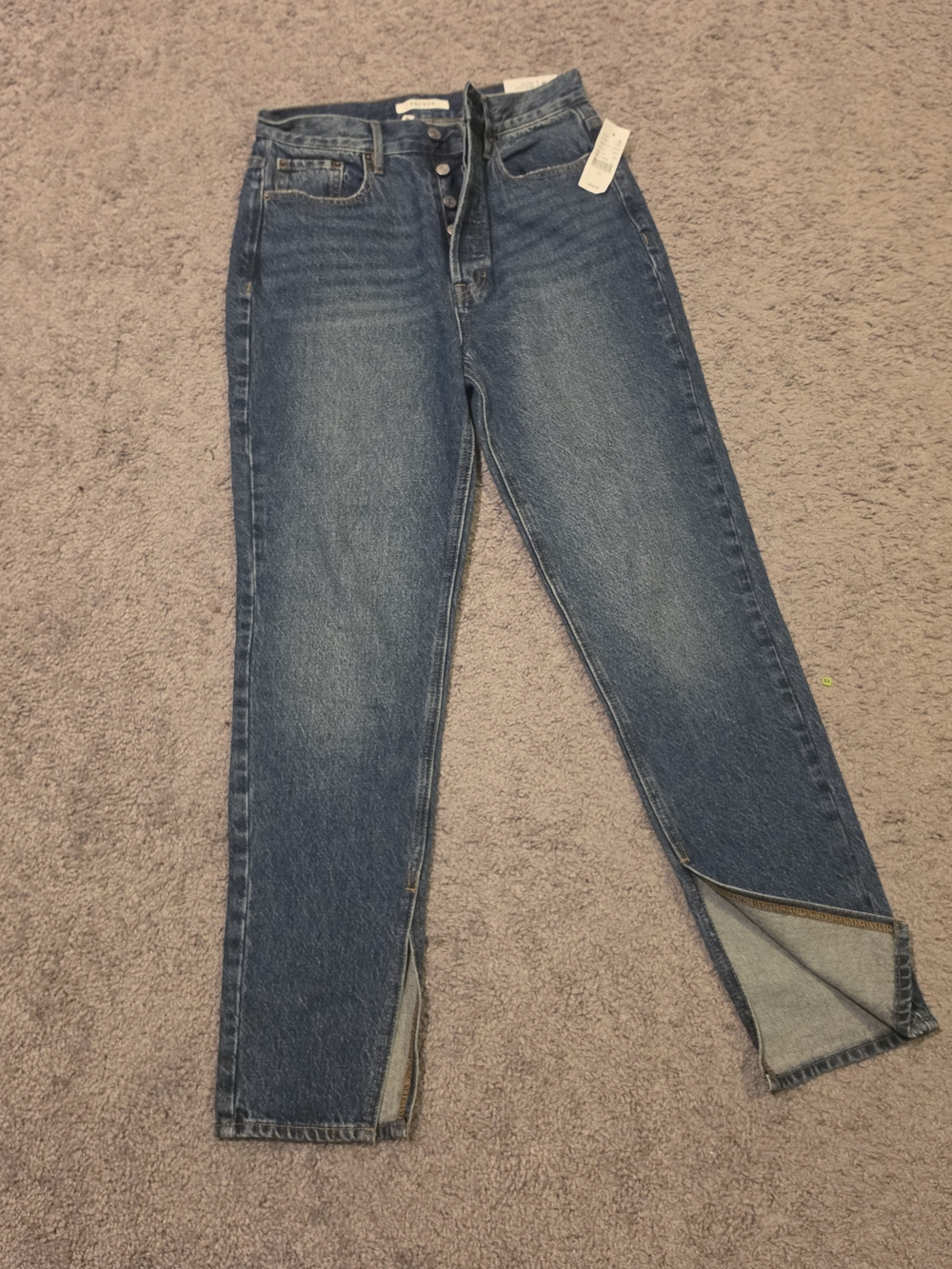 Ultra High-Rise Slim Blue Women's Jeans with Ankle Slits